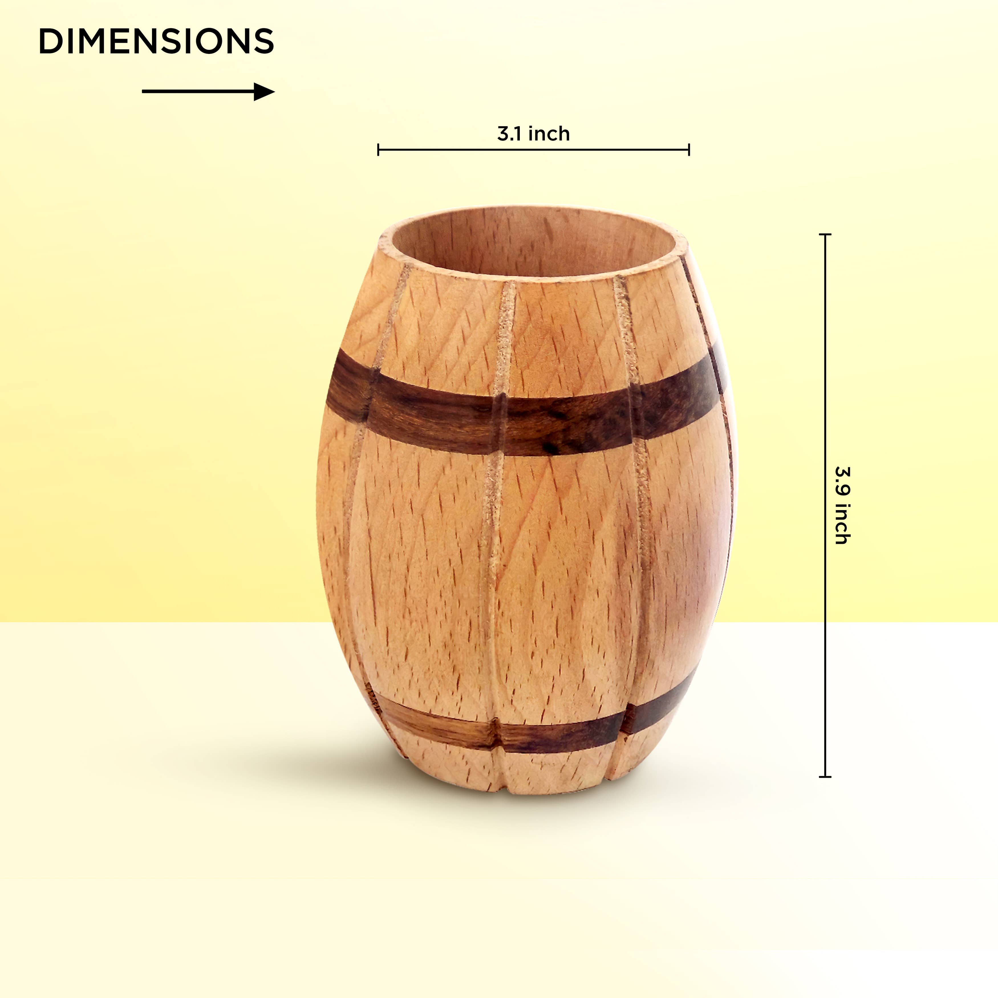 Quickway Imports - Wholesale Pen & Pencil Holder - Decorative Wine Barrel Shaped Wooden Pen Holder for Office3
