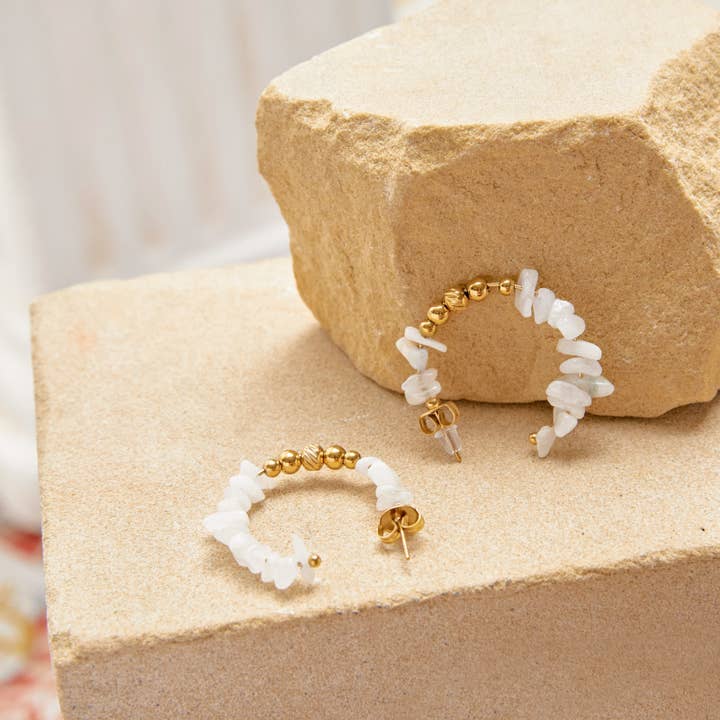 Lovelika - Wholesale Single Earring - Hoop earrings set with natural stones - Beatrix12