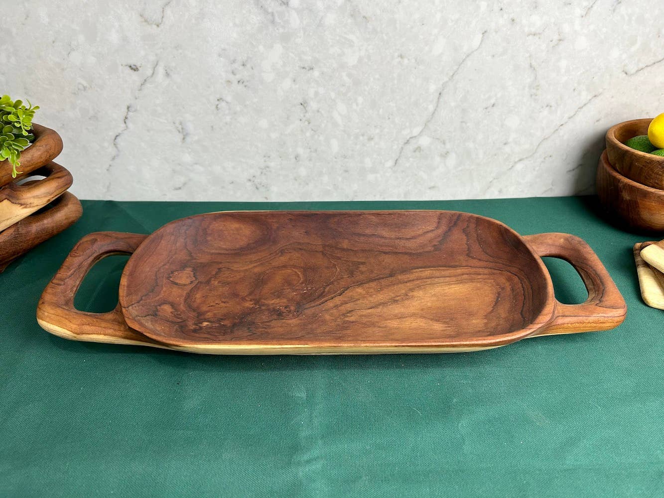 Tuckahoe Hardwoods - Wholesale Decorative Tray - Salvaged Teak Root Rustic  Handled Tray - Large7