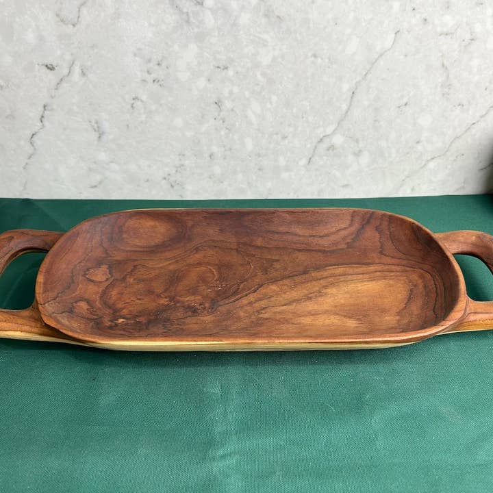 Tuckahoe Hardwoods - Wholesale Decorative Tray - Salvaged Teak Root Rustic Handled Tray - Large7