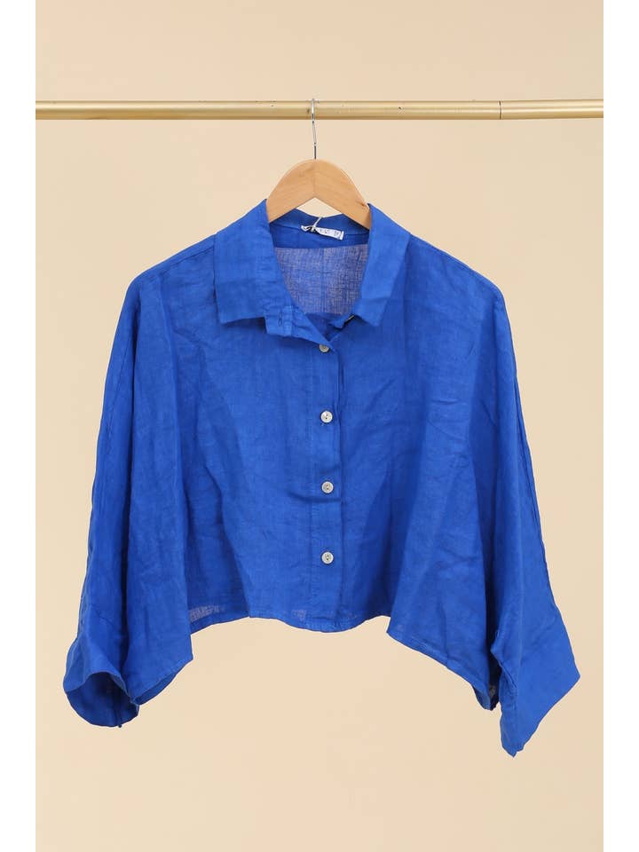 la maison des fibres naturelles - Wholesale Button Down Shirt - Women's - Linen crop shirt 83263 100% linen3