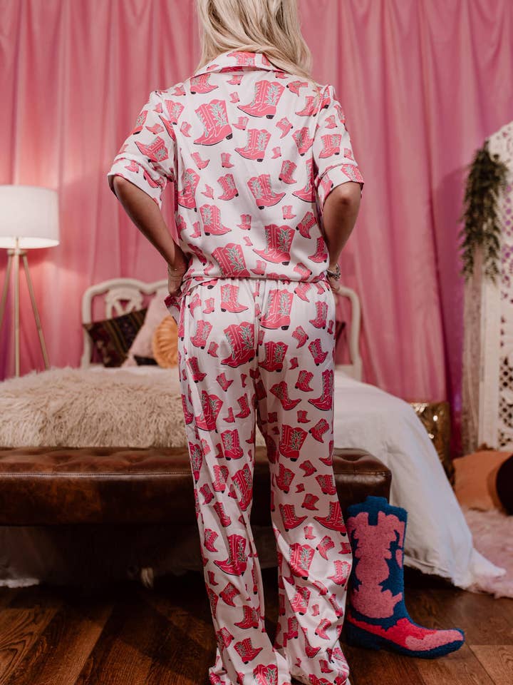 pink white TZ7 Boots SL Pajamas Sets for wholesale on Faire
