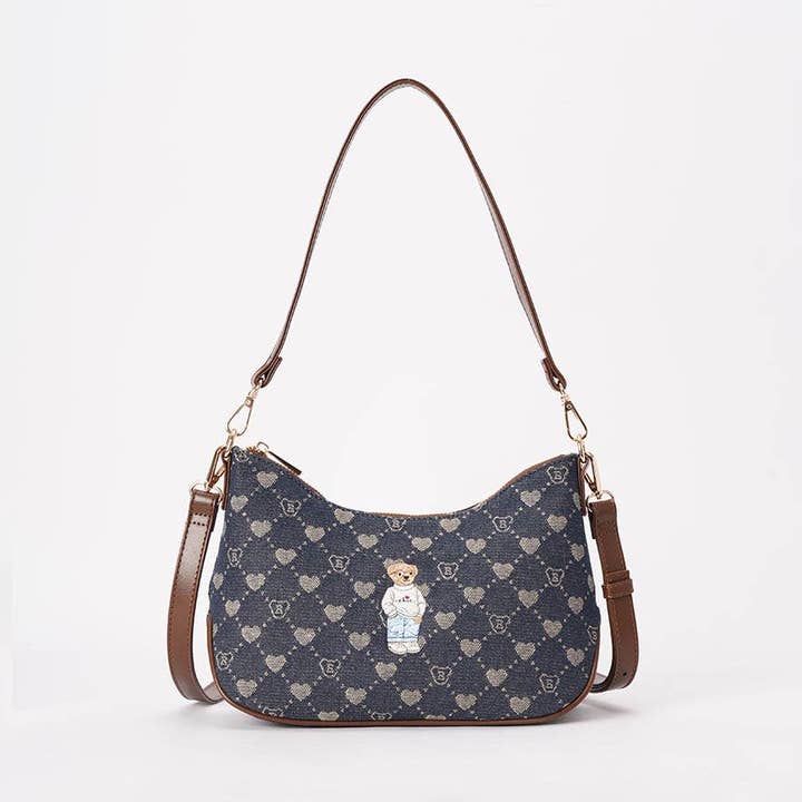 B-Loved Moon Handbag on Blue Denim Monogram for wholesale by Signare London
