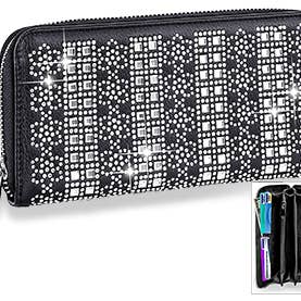 Portefeuille accordéon à motif strass pour la vente par Handbag Factory Corp
