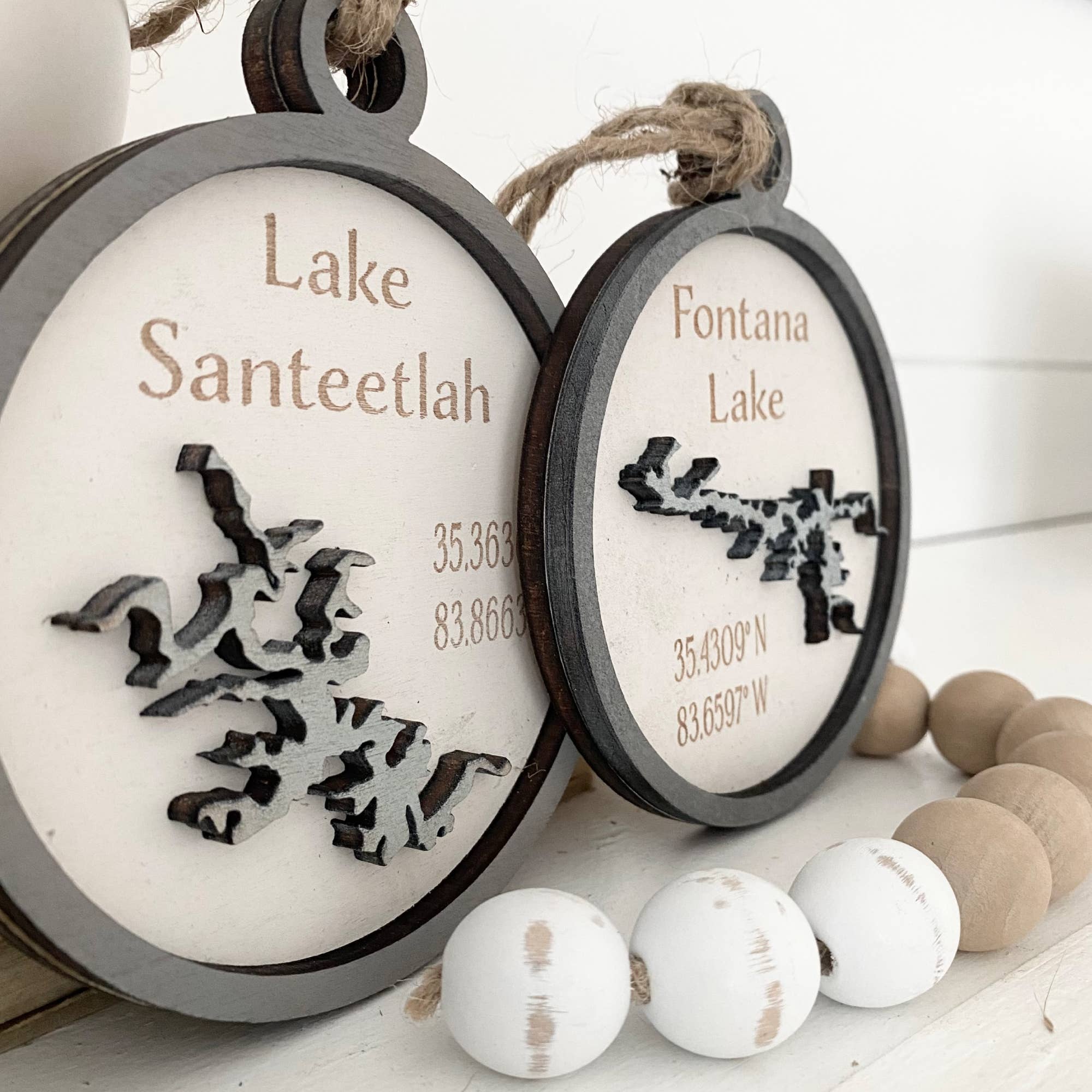 Pine Designs - Wholesale Ornament - Ornament - "Any" Lake Map Wood Ornament or Gift Tag1