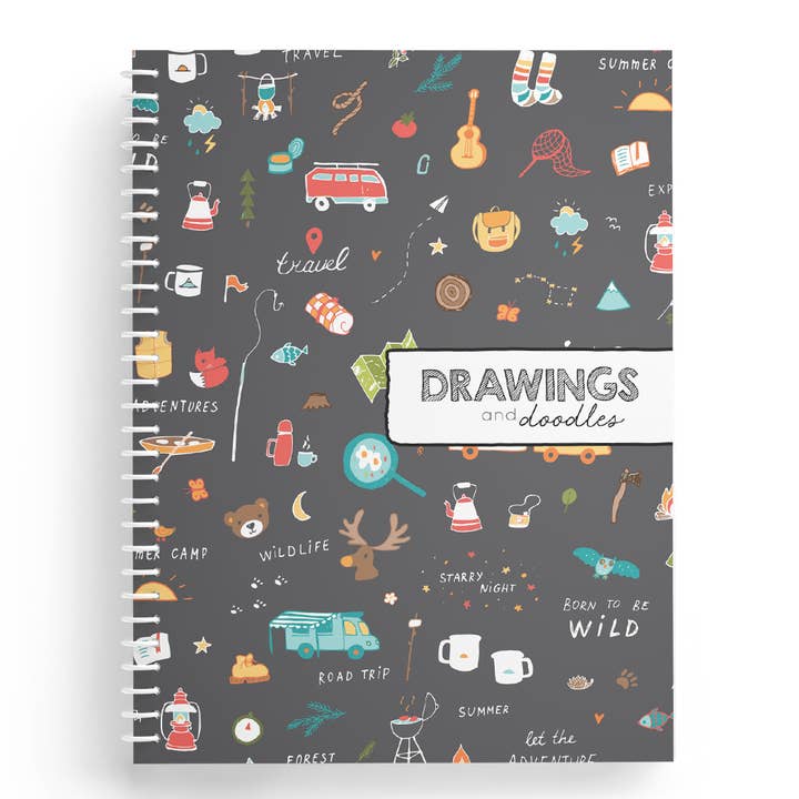 Camping Print Sketchbook | 8.5 x 11 Size | 50 Blank Pages for wholesale by Two Giggles