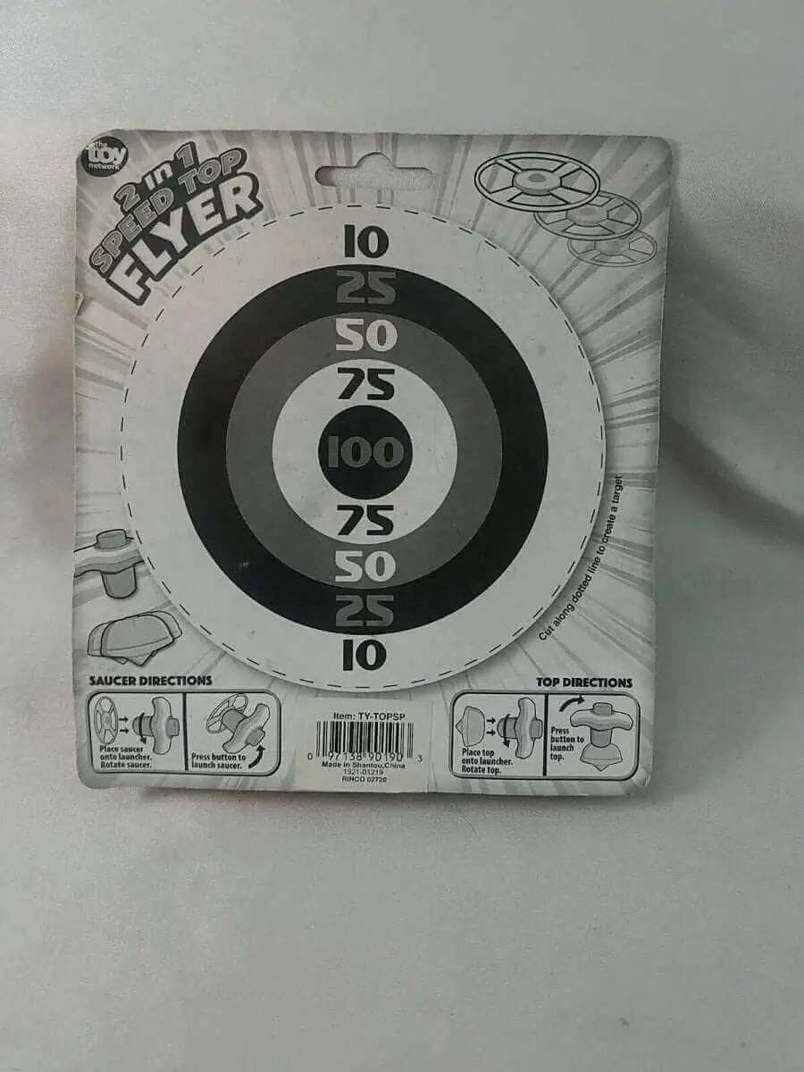 Party Expo, LLC - Wholesale Classic Toy - Kids - 2-in-1 Speed Top Flyer Spinning Toy with 2 Saucers, Launcher & Cutout Target1