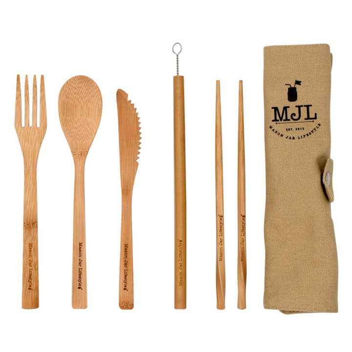 Travel Bamboo Utensil Set With Cotton Roll-Up Carrying Case and other Purchase Wholesale reusable utensils. Free Returns & Net 60 Terms on Faire trending on Faire.