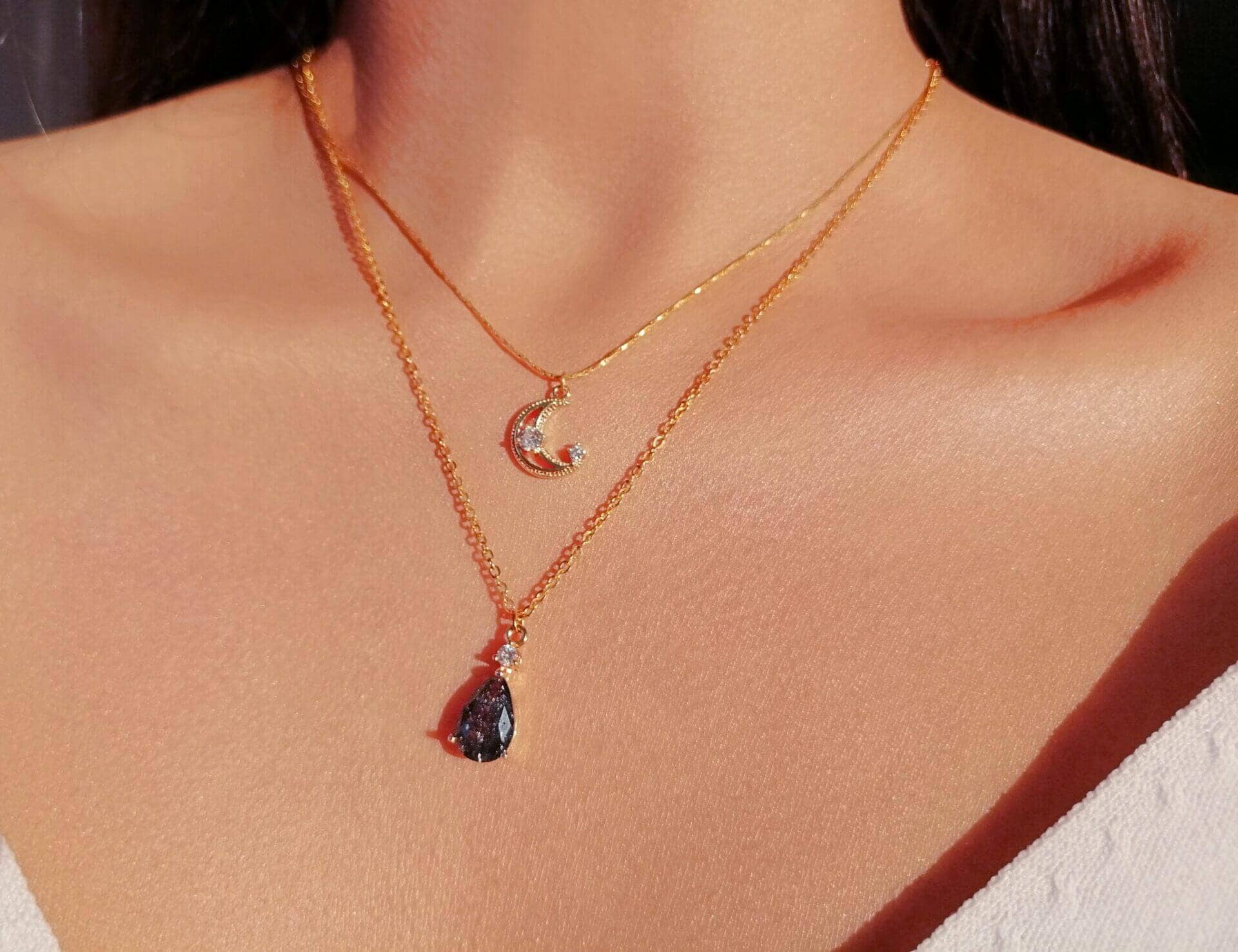 Divine Dulcet - Wholesale Pendant/Charm Necklace - "Sweet Moon" | 18 Karats Two Layers Necklace1