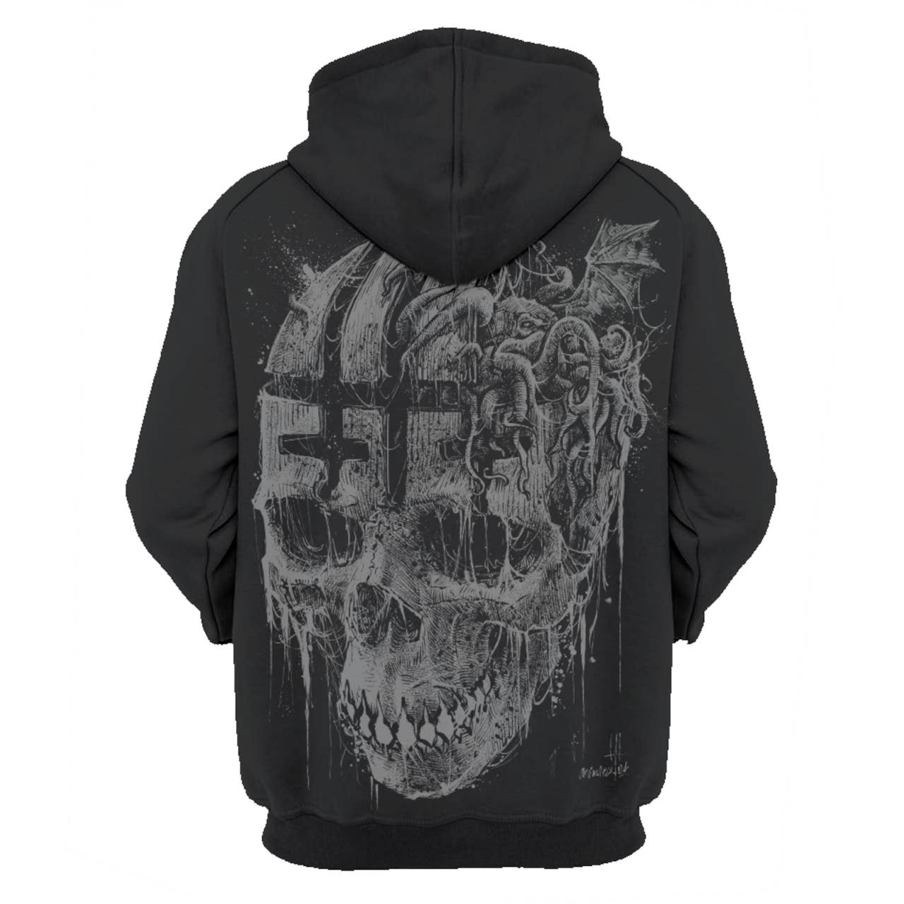 SORT Where is my Mind: Big Skull Unisex pullover-hoodie for engroshandel på Faire