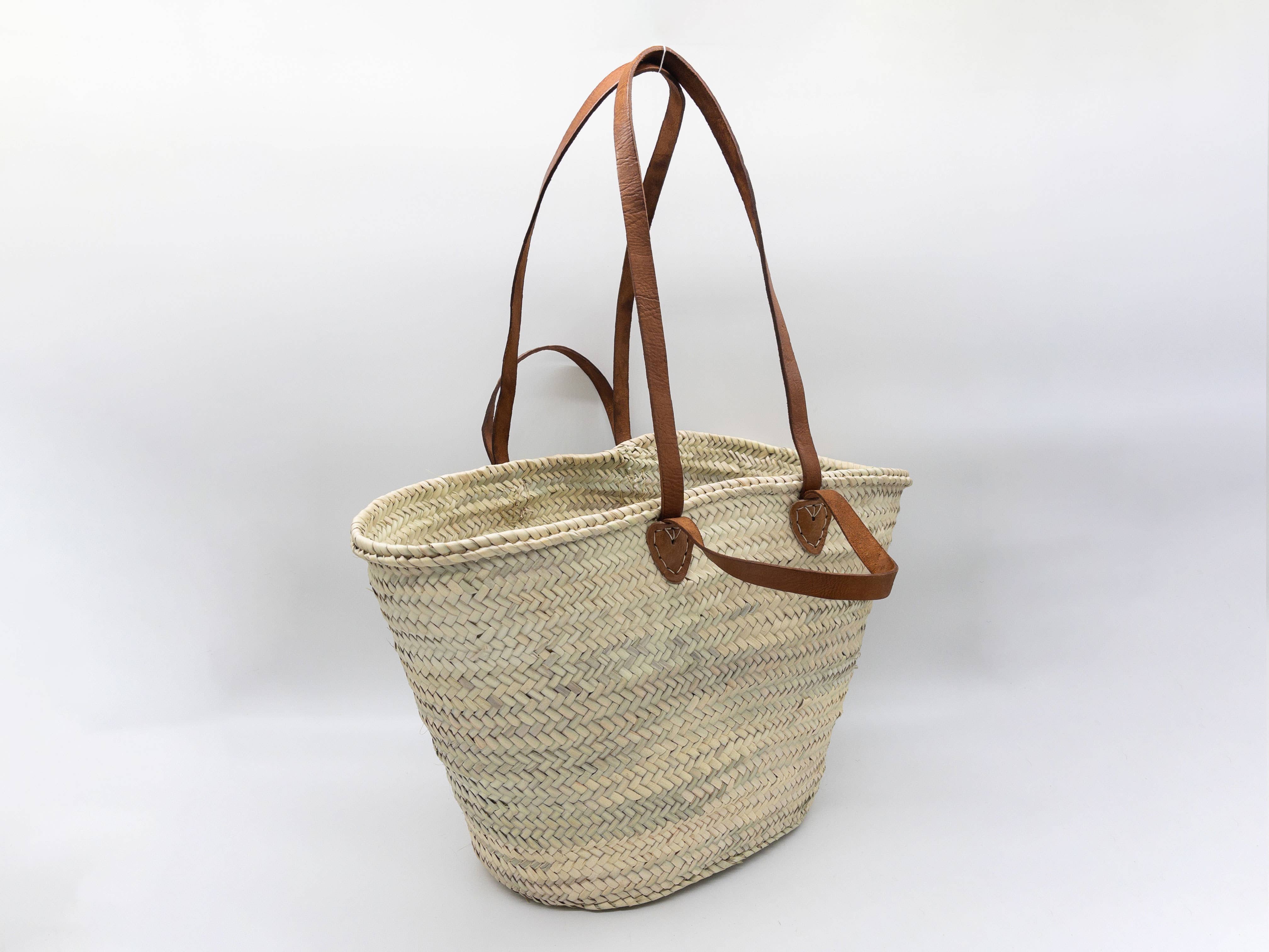 NomadWeave Ltd – Großhandel Strandtaschen – Handgefertigter Palmblattkorb mit doppelten Ledergriffen2