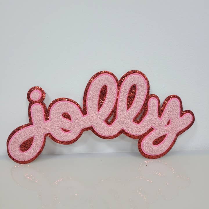 Social Grace & Company - Wholesale Patch - Jolly Light Pink Chenille Iron On Patch for Holiday Shirts