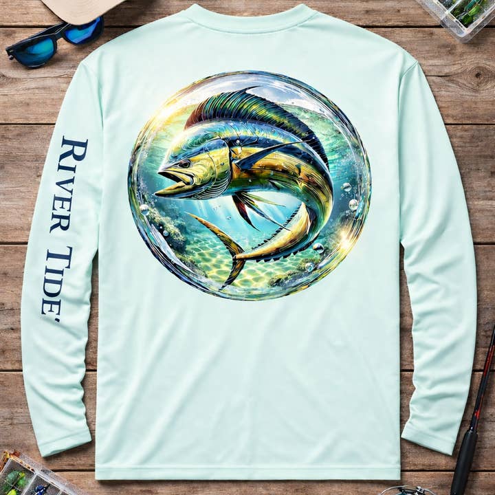 Marlin in a Bubble Long Sleeve Performance Shirt for wholesale by River Tide Apparel