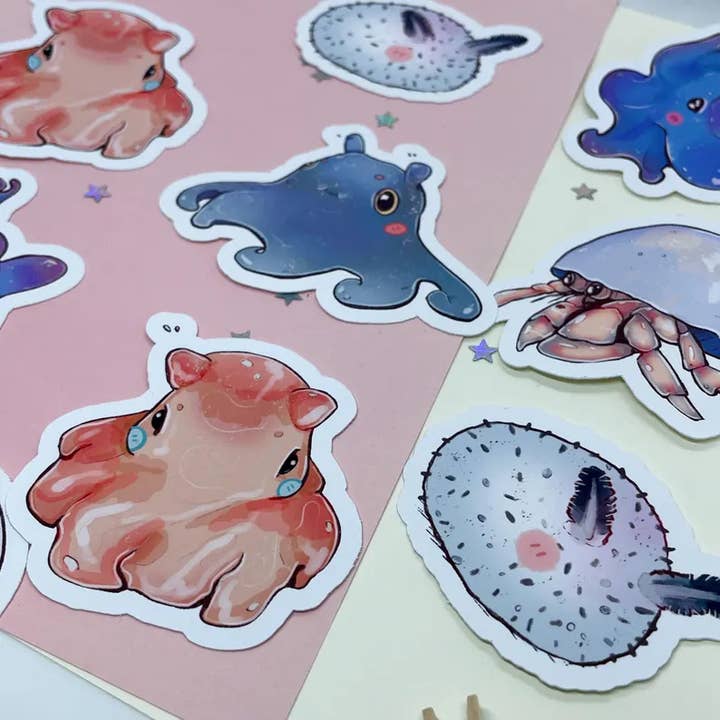 BubblesArtCraft - Wholesale Sticker - Ocean Snugglers Sticker Pack Cute Sea Animal Kawaii Stickers3