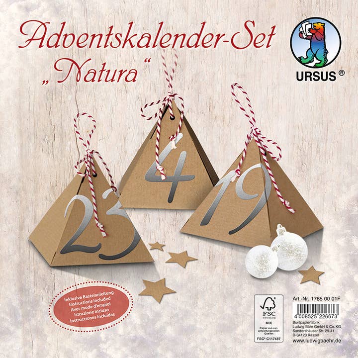 Set calendario dell'avvento Natura URSUS® per la vendita all'ingrosso da parte di URSUS® / Buntpapierfabrik Ludwig Bähr GmbH & Co. KG