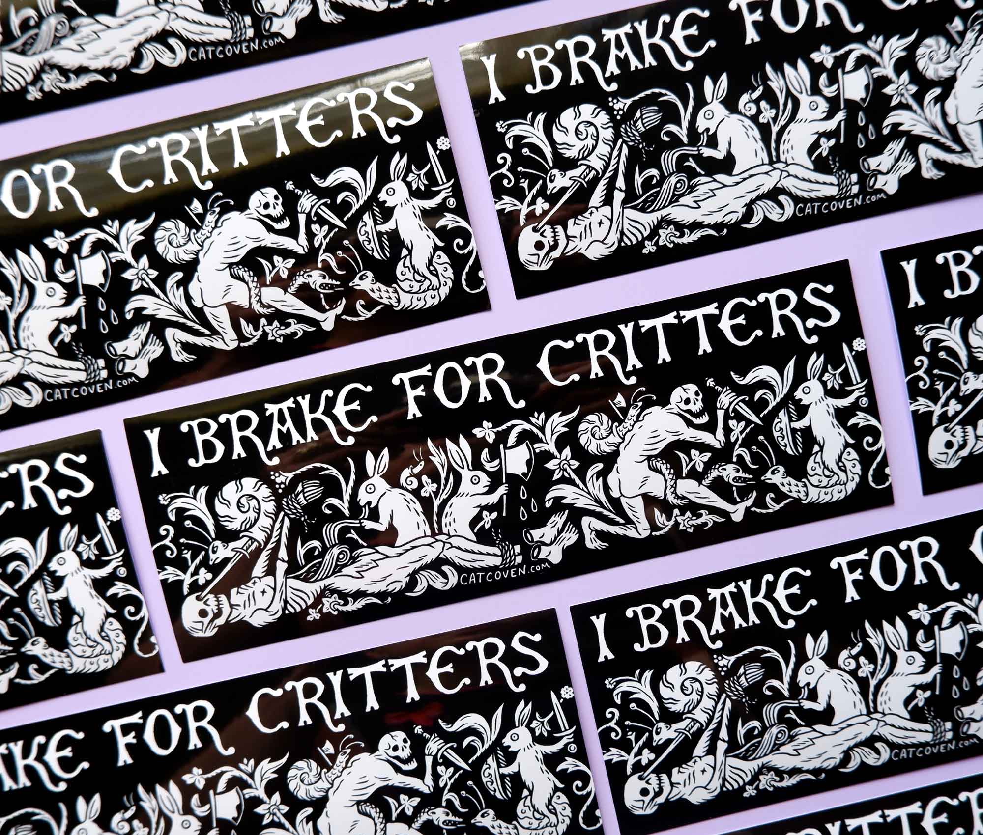 Cat Coven - Wholesale Sticker - I Brake For Critters - Bumper Sticker1