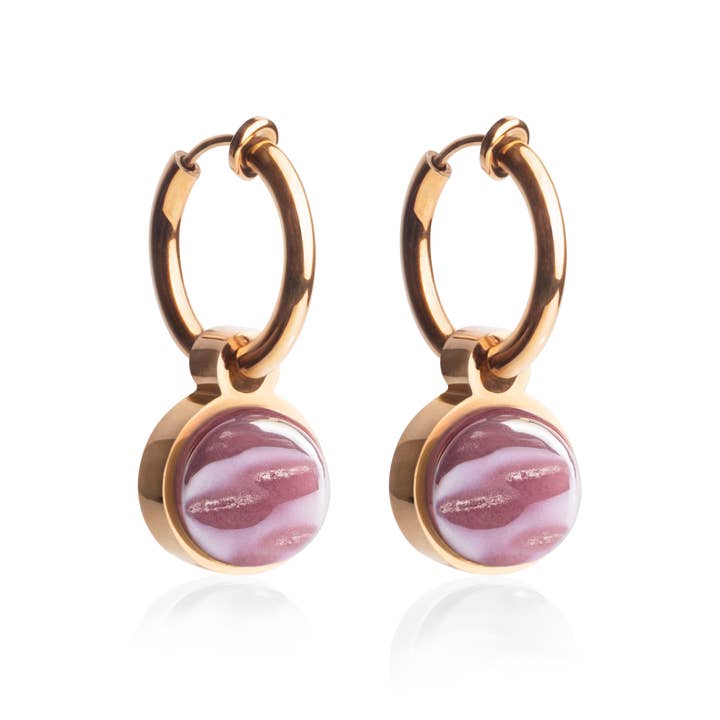 Mix & Match earclips with pendant • rosé/quartz pink • 14 mm for wholesale by ALEXASCHA