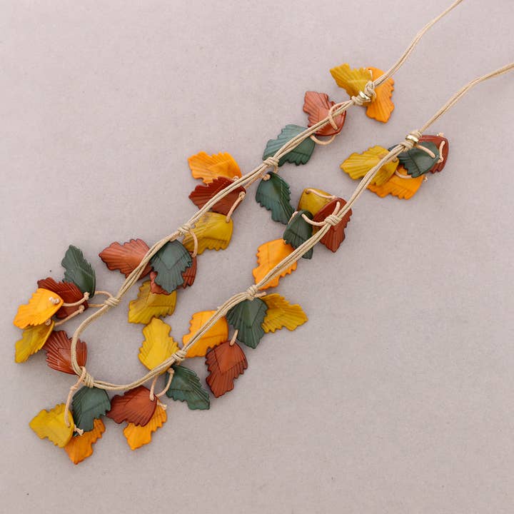 Long Necklace Resin Leaves for wholesale by Sonata