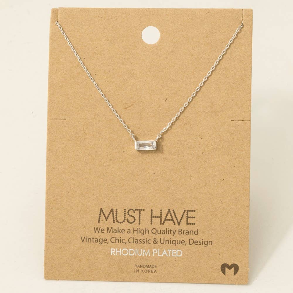 Fame Accessories - Wholesale Pendant/Charm Necklace - Mini Stud Rhinestone Pendant Necklace5