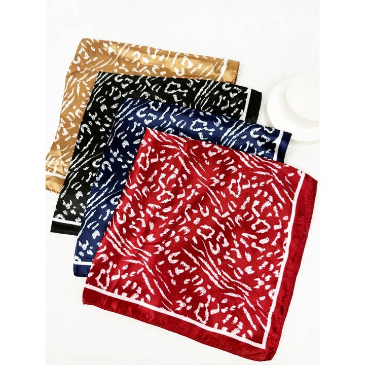 MIX COLOR Assorted Colors of Satin Leopard Print Scarf for wholesale on Faire