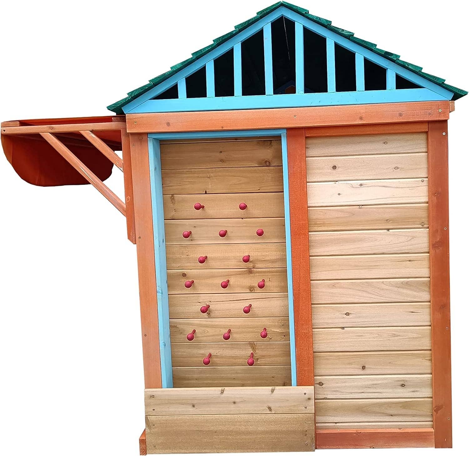 ShipItFurniture - Wholesale Wood Toy - Kids - Wooden Outdoor Playhouse With Awning And Ball Wall3