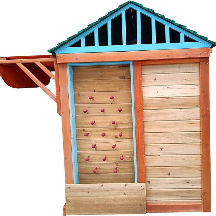 ShipItFurniture - Wholesale Wood Toy - Kids - Wooden Outdoor Playhouse With Awning And Ball Wall3