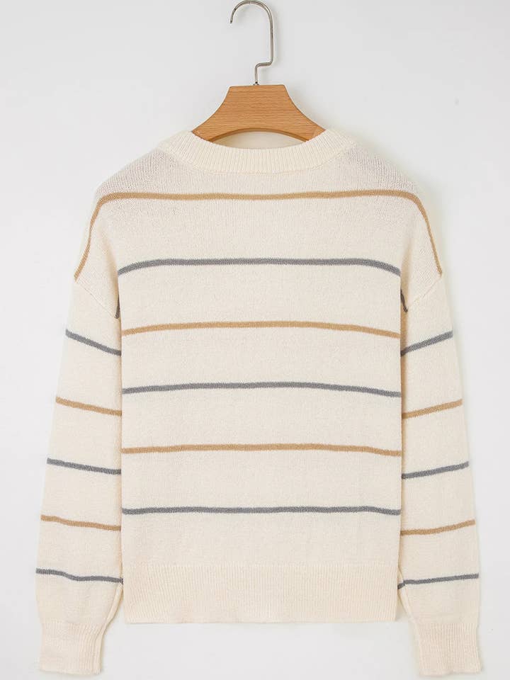 Lovesoft - Wholesale Knit Sweater - Women's - Casual Striped Loose Fit Pullover Sweater for Women12