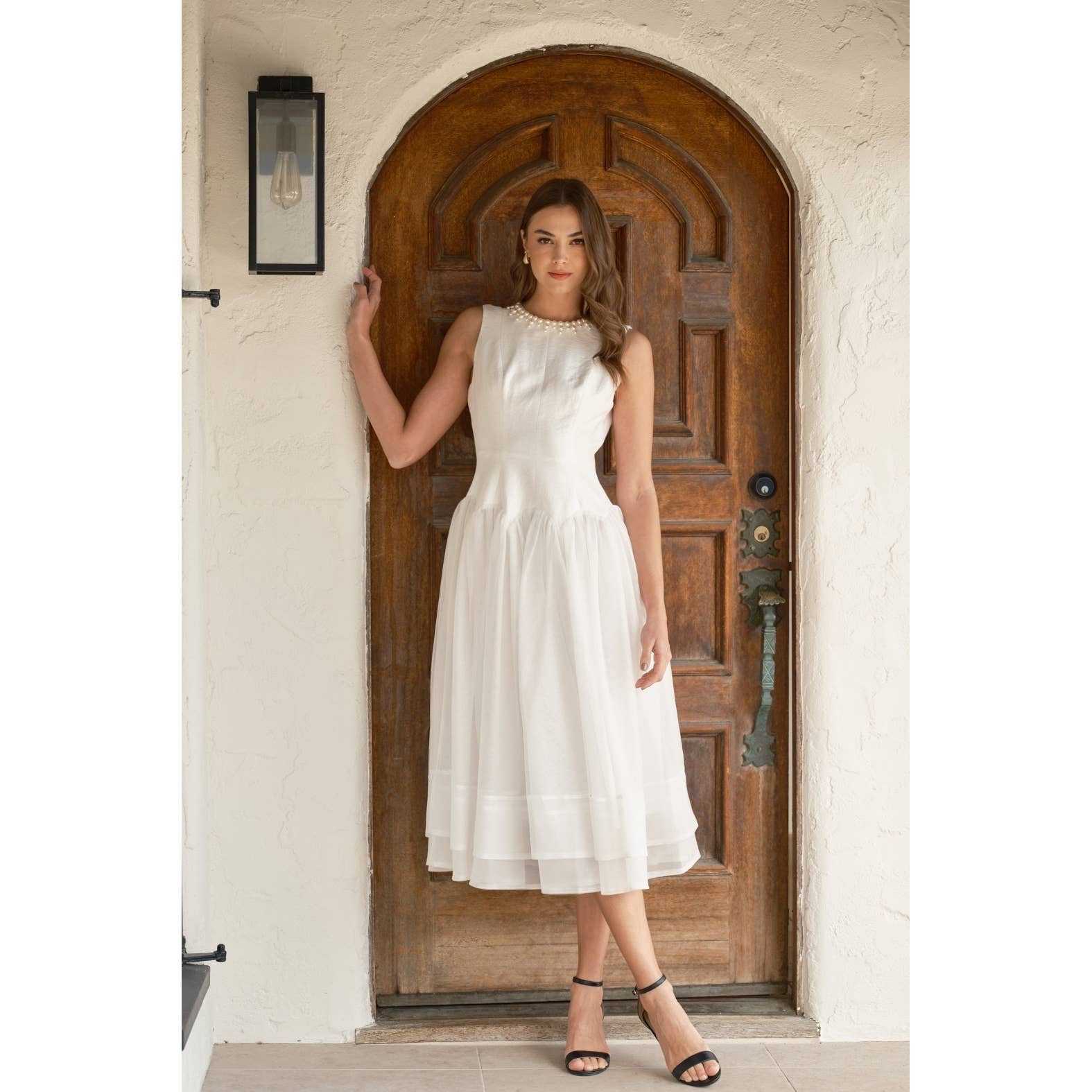 INA - Wholesale Dress - Women's - Pearl Embellished Sheer Tulle Midi Dress9