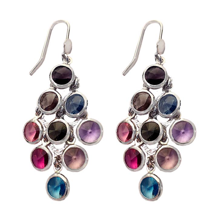 SILVER drop earrings, earrings studded with stones for wholesale by Cavas gioielli