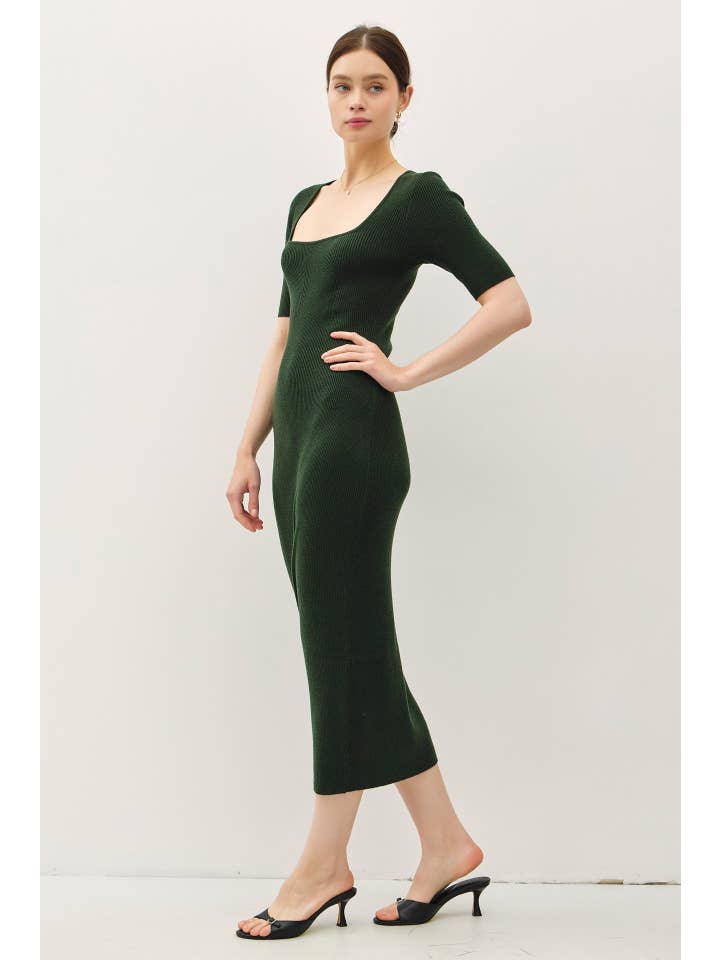 Be Cool - Wholesale Dress - Women's - SQUARE NECK HALF SLEEVE BODY CON SWEATER DRESS15