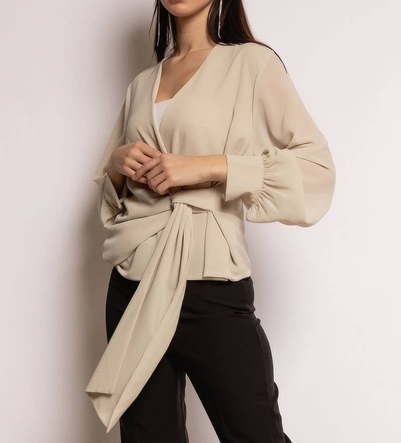 LORIANE - Venta al por mayor Blusa - Mujer - Blusa cruzada con lazo de talla única 36-4016