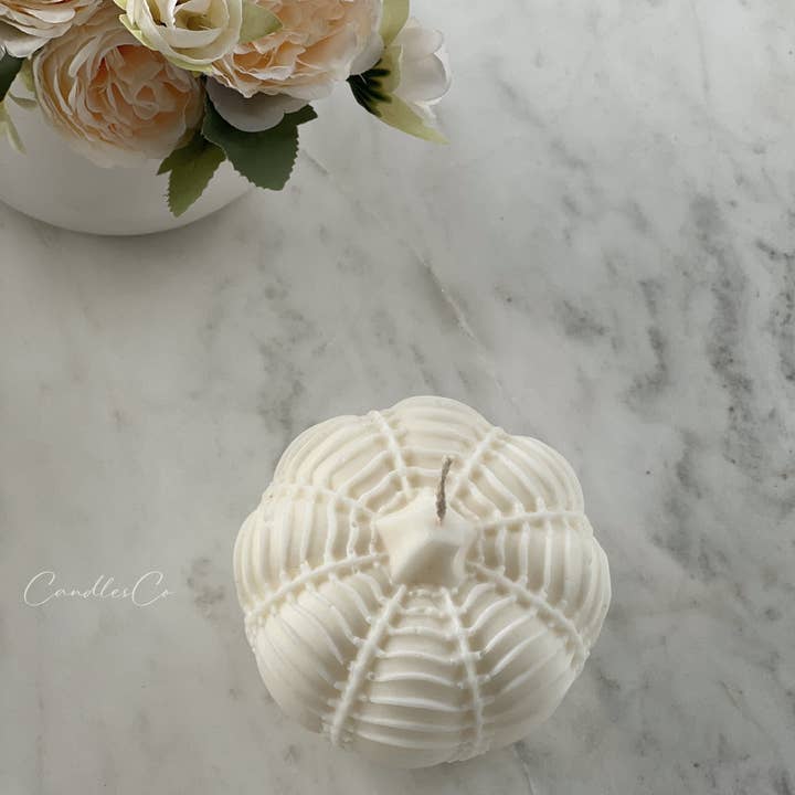 White Large Pumpkin Candle for wholesale on Faire3