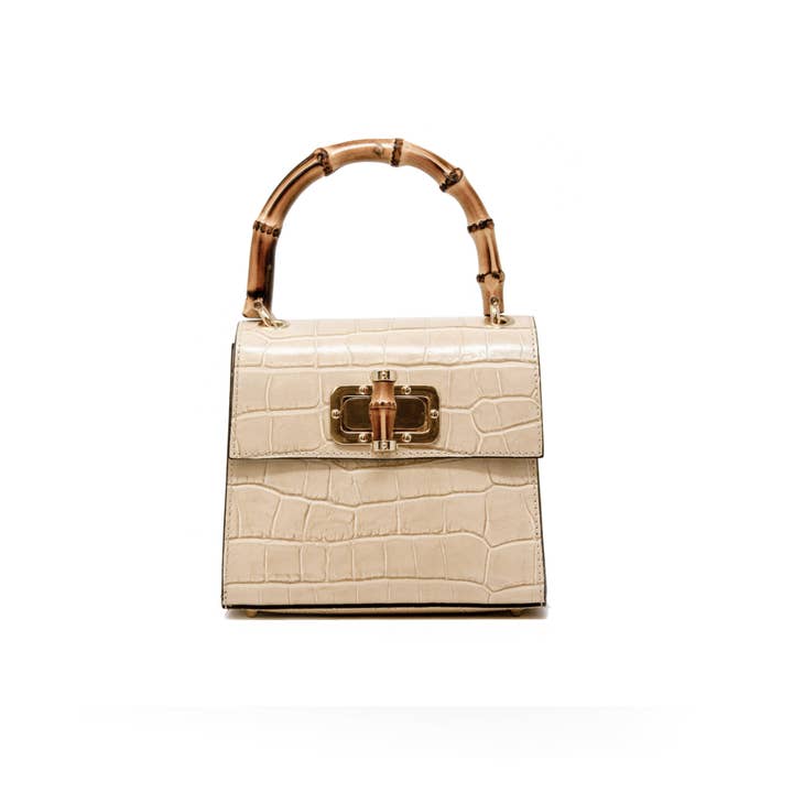 German Fuentes Handbags - Wholesale Top Handle Bag - Women's - GF1922 GENUINE ITALIAN LEATHER BAMBOO HANDLE BAG2