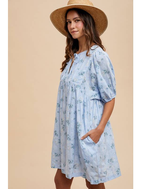 Vanilla Monkey - Wholesale Dress - Women's - Floral Print Loose Fit Babydoll Mini Dress2