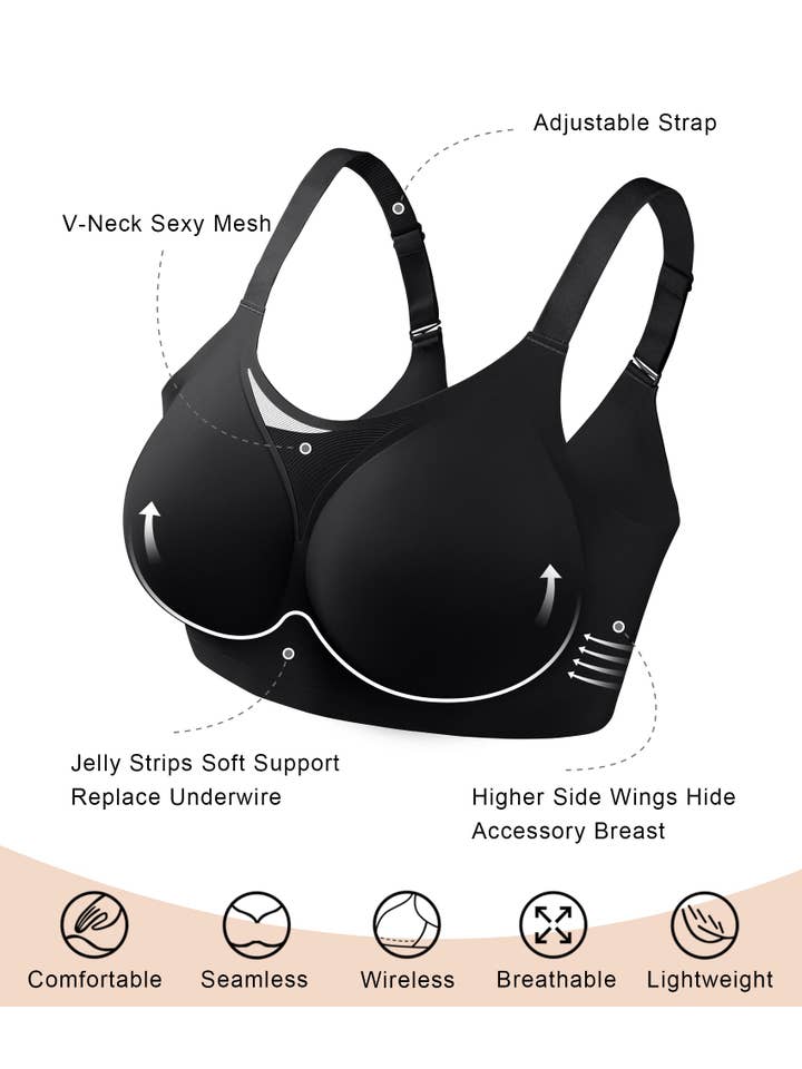 SHAPERX - Vente Soutien-gorge – femme - Soutien-gorge sans fil à mailles en V SHAPERX4