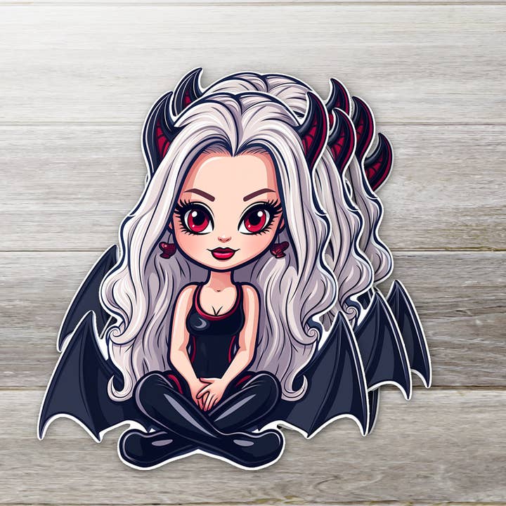 Illustratiesticker met vleermuismeisje voor wholesale door Ozark Sticker Company