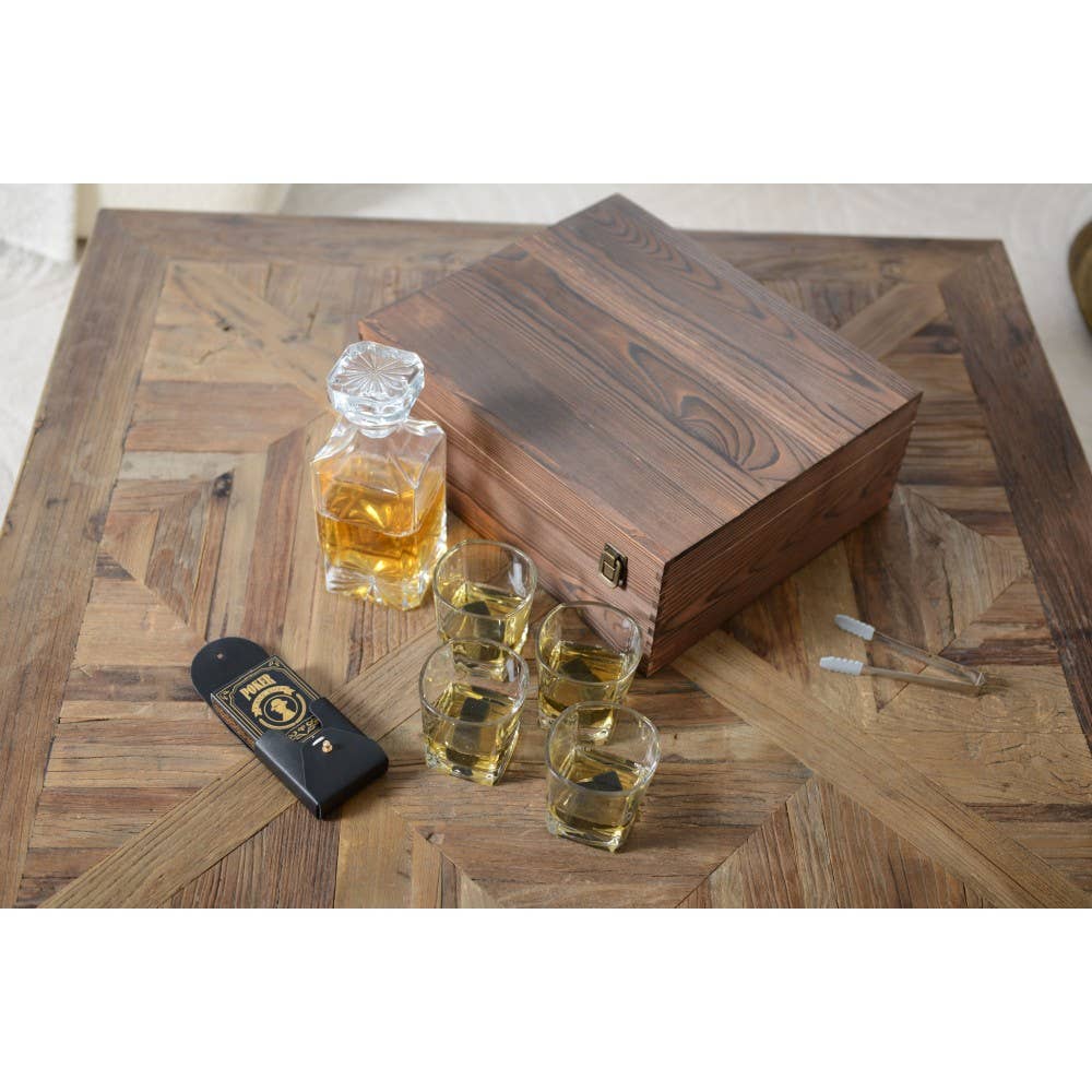 AULICA - Wholesale Cocktail/Liquor Glass - Wooden whisky box with decanter4