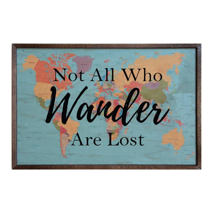 12x18 Not All Who Wander Are Lost Wood Map - GW021 for wholesale by Driftless Studios