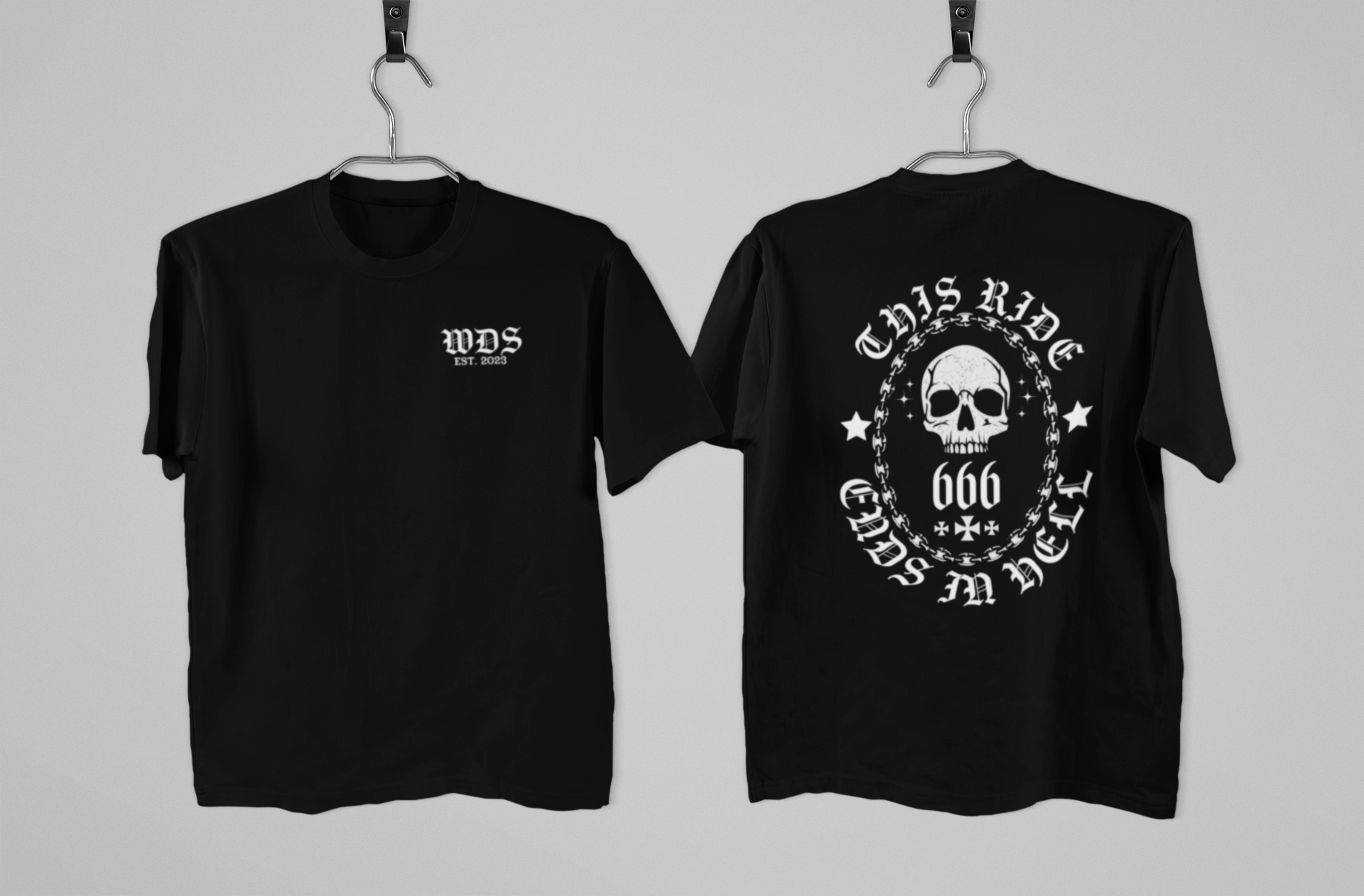 Wickedly Divine Shop - Wholesale Screen Printed T-Shirt - Unisex - This Ride Ends In Hell, Motorcycle Motocross Bike Goth Shirt0