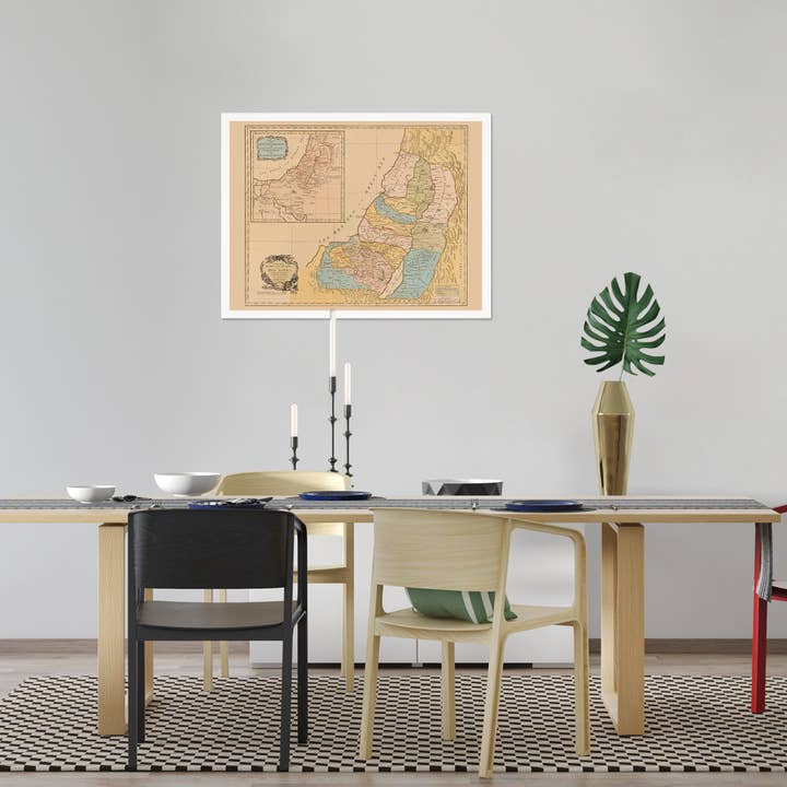 Historic Prints - Wholesale Map - 1760 Land of Canaan Palestine Map - Framed Vintage Holy Land Map Poster - Map of the Holy Land Divided Among Twelve Tribes God Promised To Abraham5