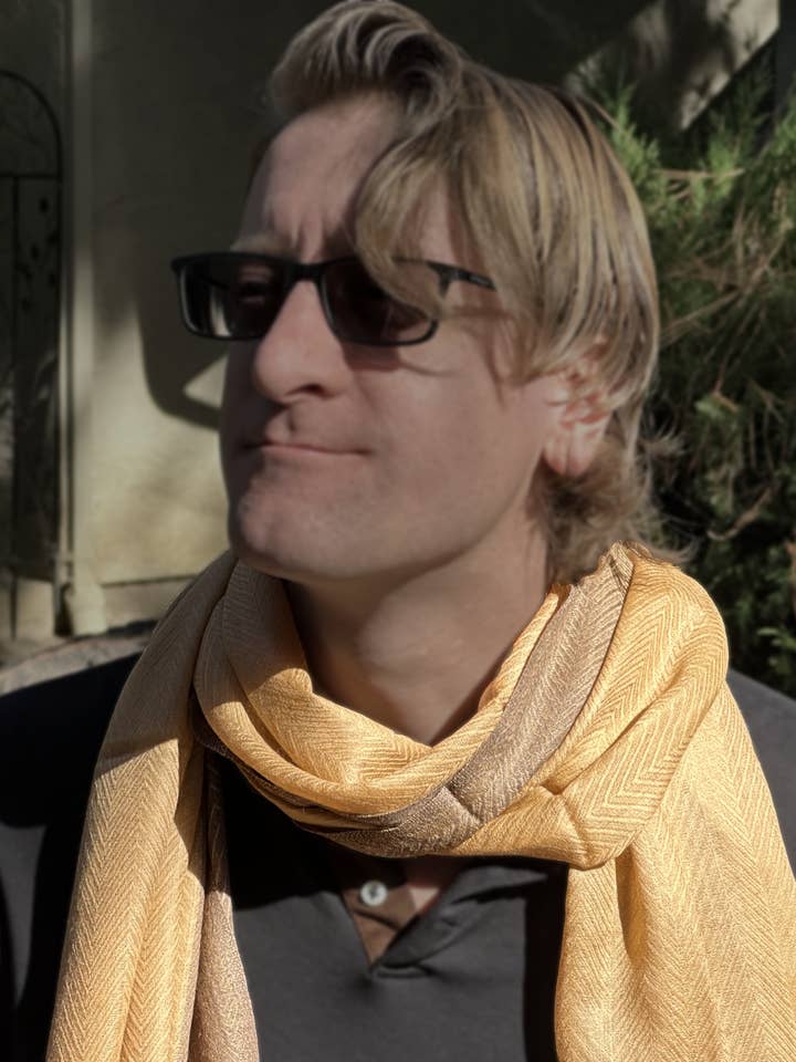 Warm Sand Chevron Dual-faced Super-Fine Wool Scarf (10Pcs) for wholesale by Kashmirci