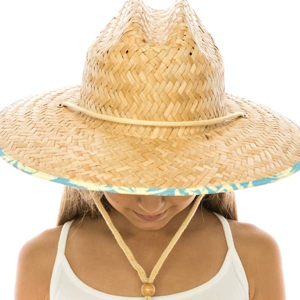 NATURAL Kid sized straw lifeguard or surfer hat for wholesale on Faire3