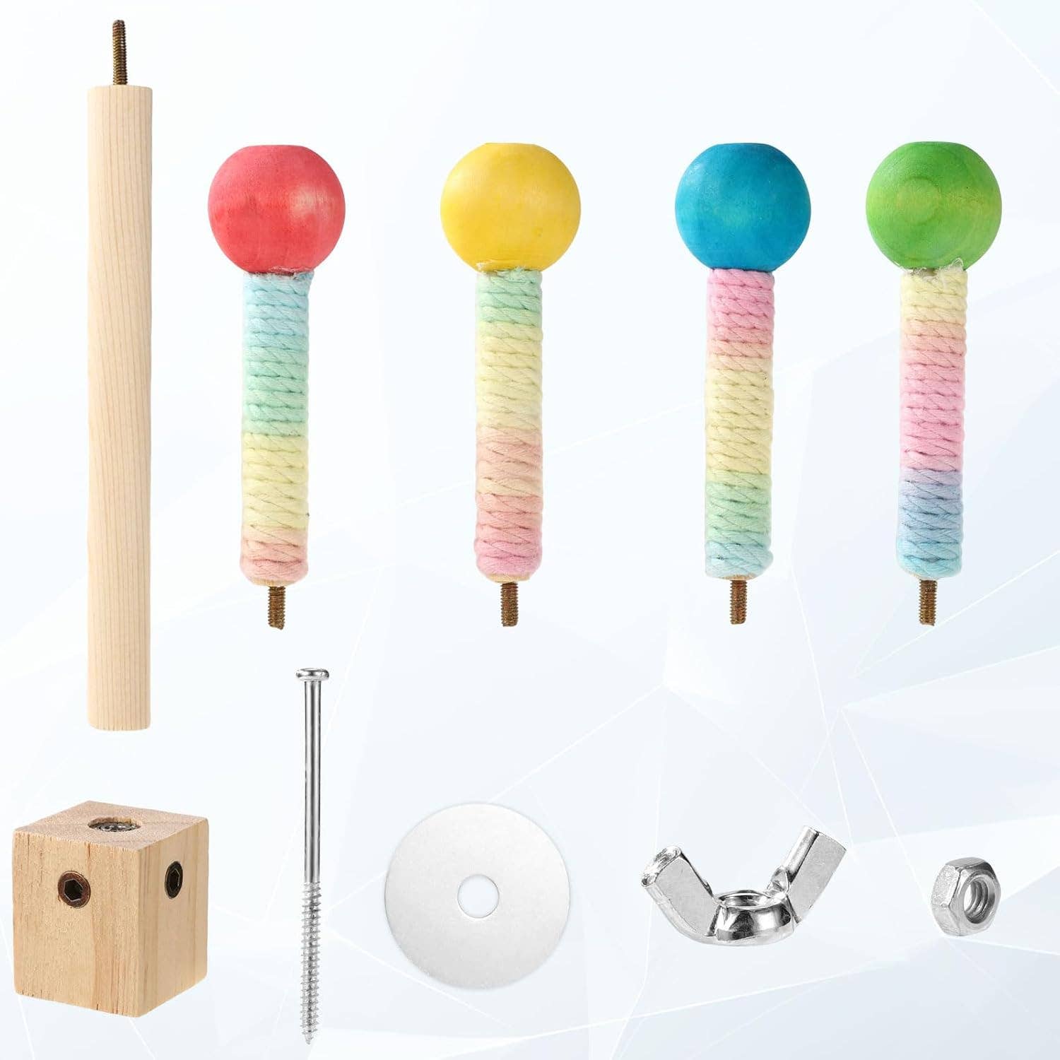 VIGOR - Wholesale Pet Toy - Cat/Dog - Bird Stand Perch Toy Wooden Rotating Parrot Toys Interactive5