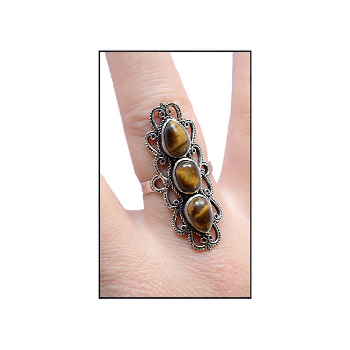 Bague en métal à 3 pierres pour la vente par Gypsy Rose