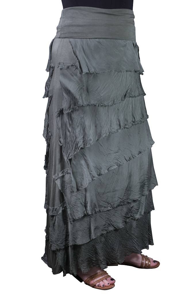 TINA Stephens Italy/Tees By Tina - Wholesale Skirt - Women's - Elisa Silk Ruffle Skirt (SL201)33