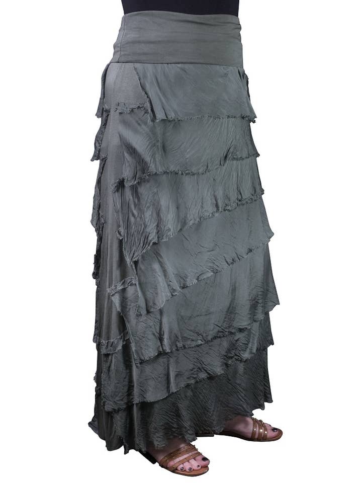 TINA Stephens Italy/Tees By Tina - Wholesale Skirt - Women's - Elisa Silk Ruffle Skirt (SL201)33