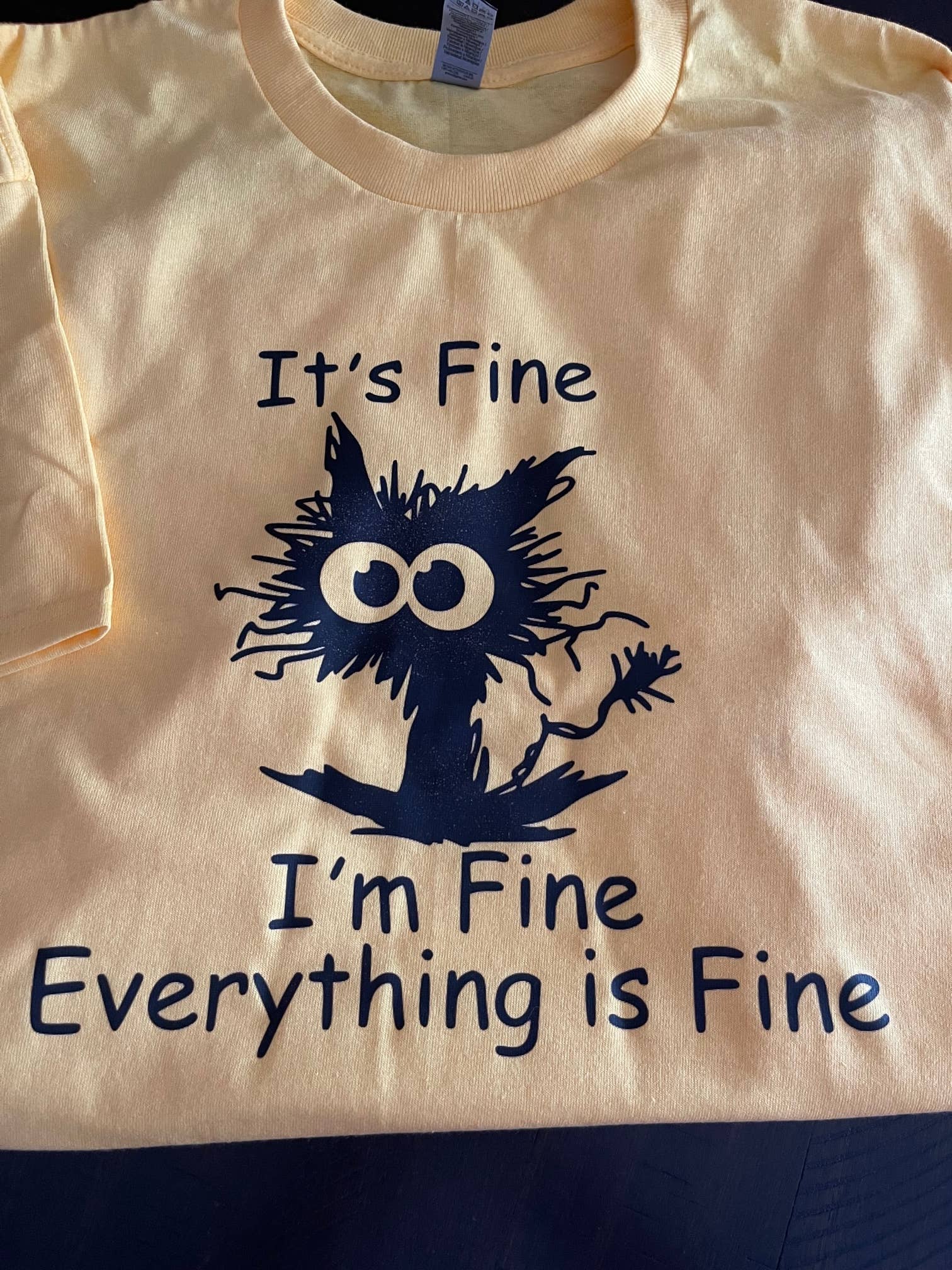 Squatchin’ Country - Wholesale T-Shirt (Graphic) - Unisex - I'm Fine - Frazzled cat t-shirt (yellow)1