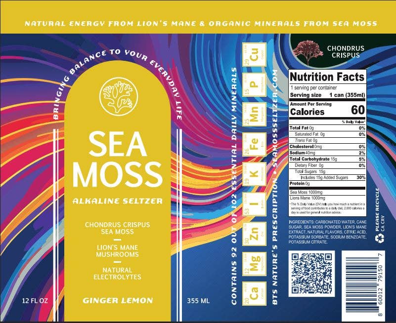 Sea Moss Seltzer - Wholesale Sparkling Water - Sea Moss Seltzer Ginger Lemon2