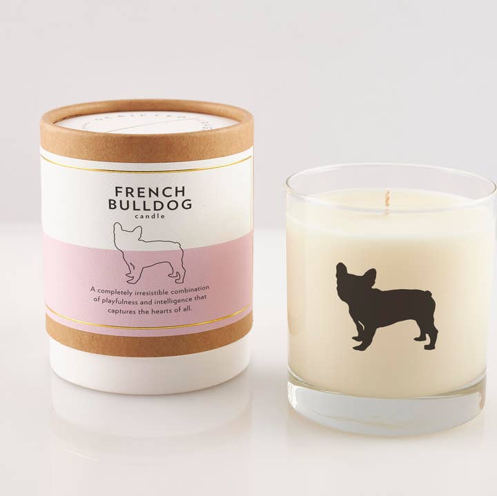 French Bulldog Soy Candle in Drinking Glass Two-In-One Gift for wholesale by Scripted Fragrance