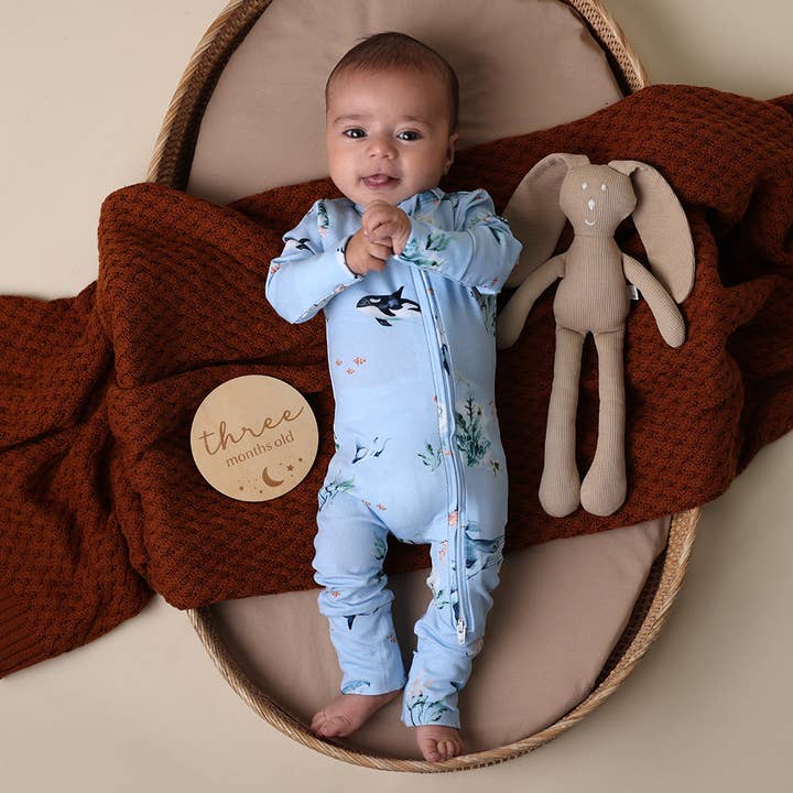 Snuggle Hunny - Wholesale Sleepsuit - Baby - Blue Ocean Organic Snugglesuit Convertible Romper